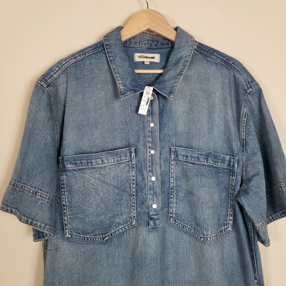 Madewell Denim Popover Mini Dress XXL NWT - Picture 4 of 9